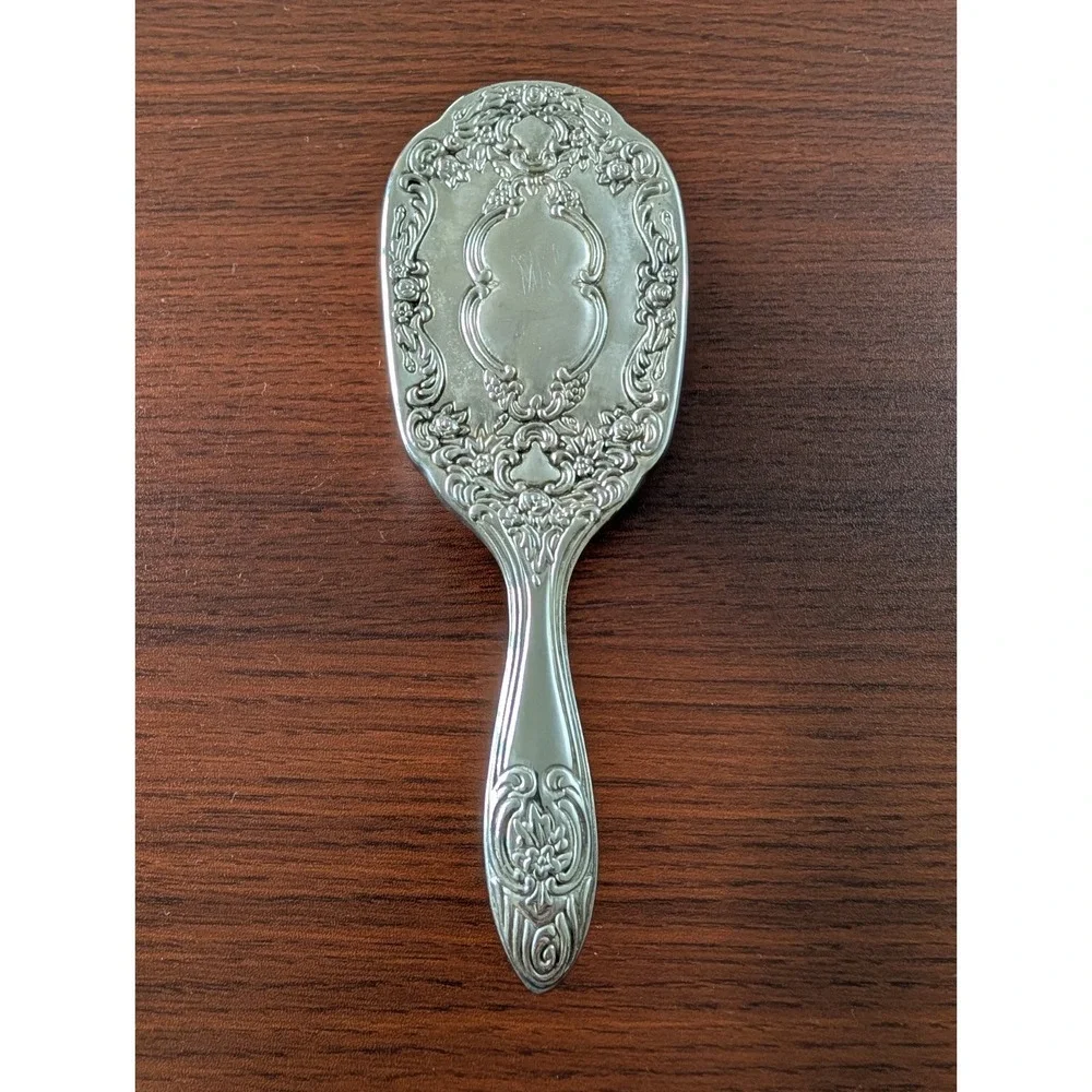 Vintage Silver Plated Vanity Set Mirror Brush Comb 3 Piece Victorian Ornate